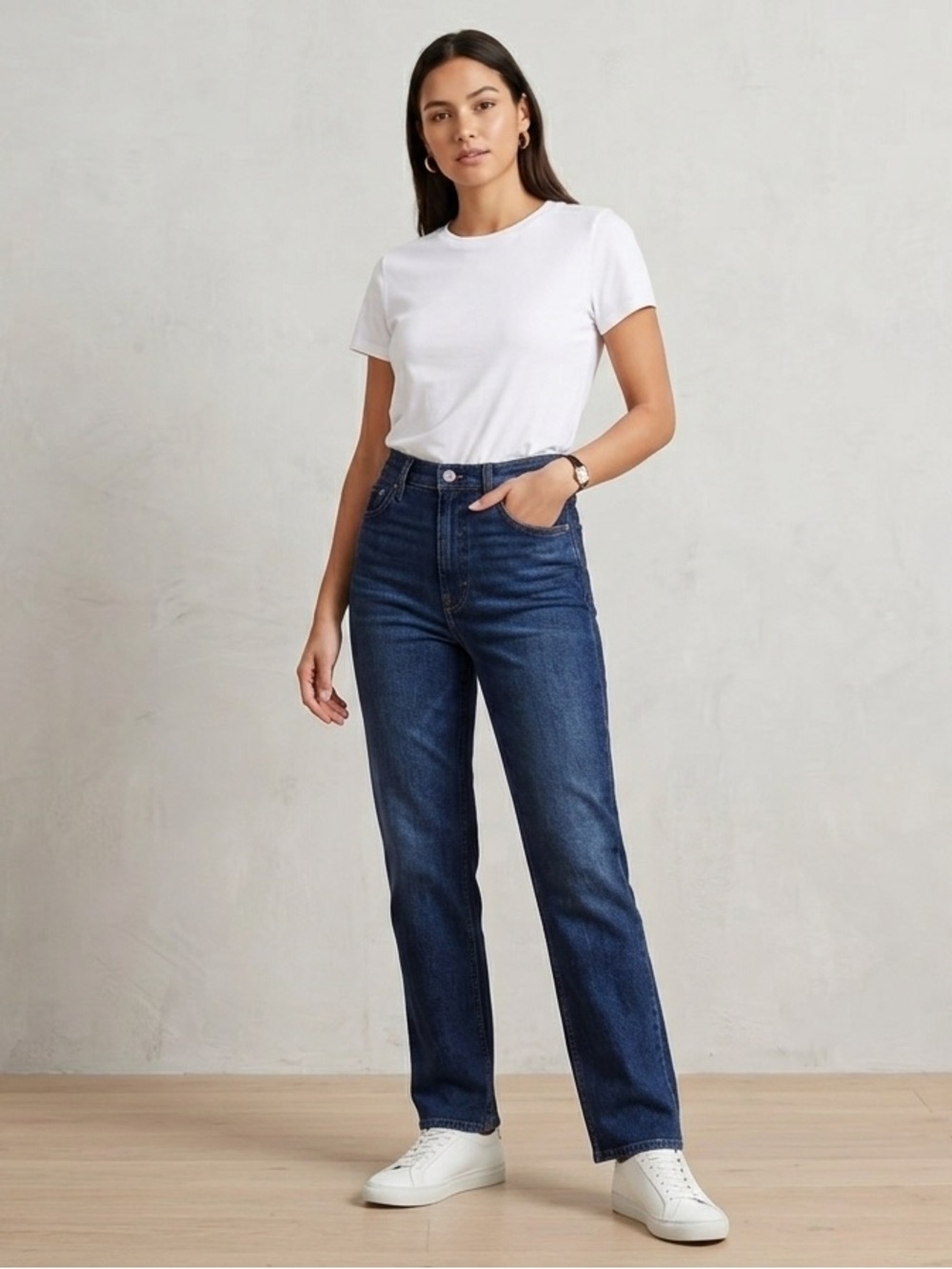 Abercrombie & Fitch Dark Blue High-Rise Straight Leg Jeans